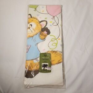 NEW Vintage *SHIRT TALES* Paper Table Cover NOS 60 in x 102 in Tablecloth